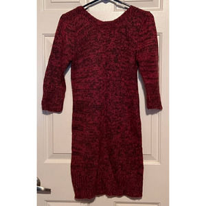 Love‎ Change Pink Gray Sweater Dress Size M 33" Long x 17" Sleeve x 16" PTP